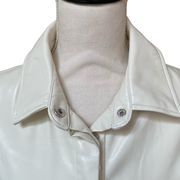 House of Harlow 1960 Arctic Wolf Faux Leather Midi Shirt Dress Size M NWT - Picture 4 of 16
